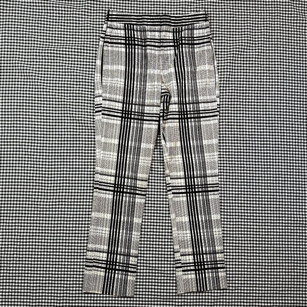 Diane von Furstenberg Black White Plaid Straight Leg Work / Office Pants Size 0